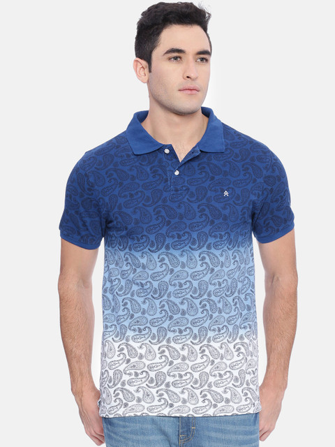 

Steenbok Men Blue & Grey Printed Polo Collar T-shirt