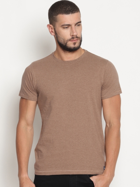 

Steenbok Men Brown Solid Round Neck T-shirt
