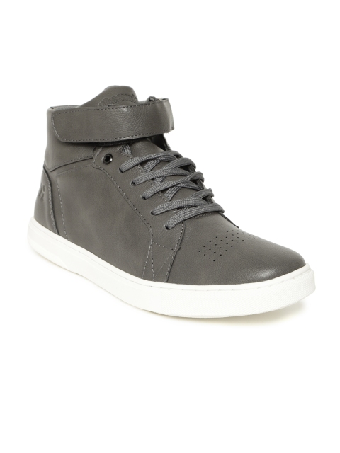 

Harvard Men Charcoal Grey Solid Mid-Top Sneakers