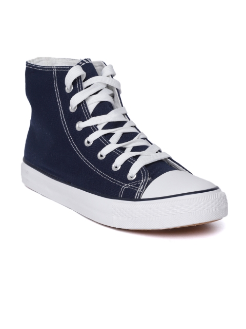 

Harvard Men Navy Blue Solid Canvas Mid-Top Sneakers