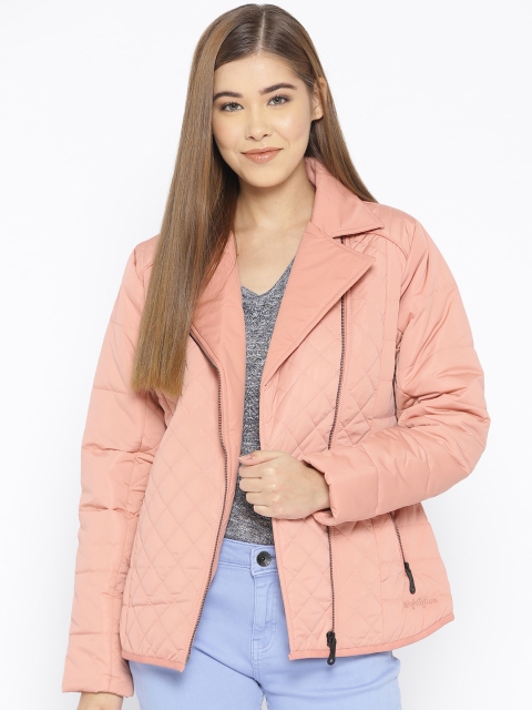 

Fort Collins Women Peach-Coloured Solid Quilted Jacket