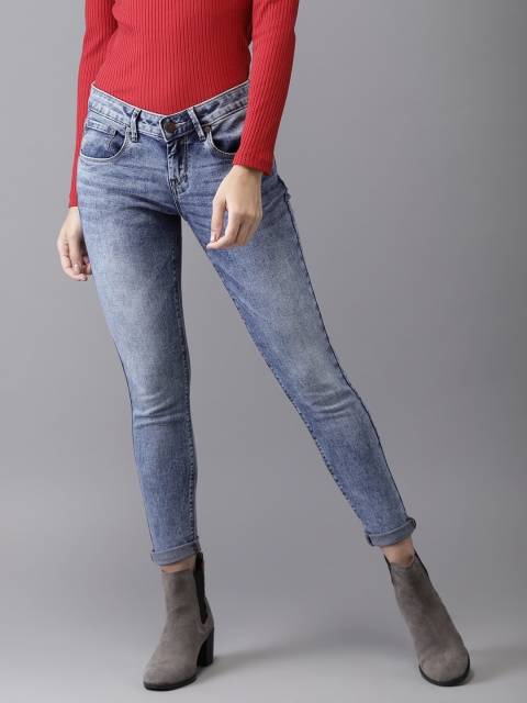 

HERE&NOW Women Blue Skinny Fit Mid-Rise Clean Look Stretchable Jeans