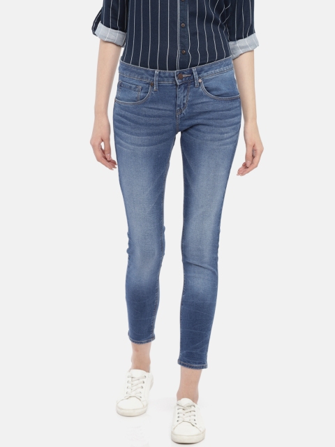 

HERE&NOW Women Blue Skinny Fit Mid-Rise Clean Look Stretchable Jeans