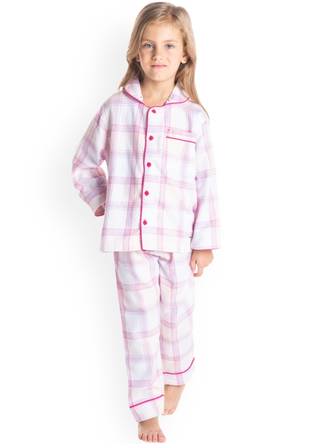 

Cherry Crumble Girls Pink & White Checked Night Suit WS-NSUIT-7114