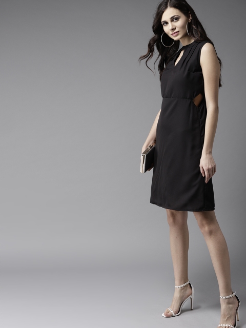

Moda Rapido Women Black Solid Cut-Out Detail A-Line Dress