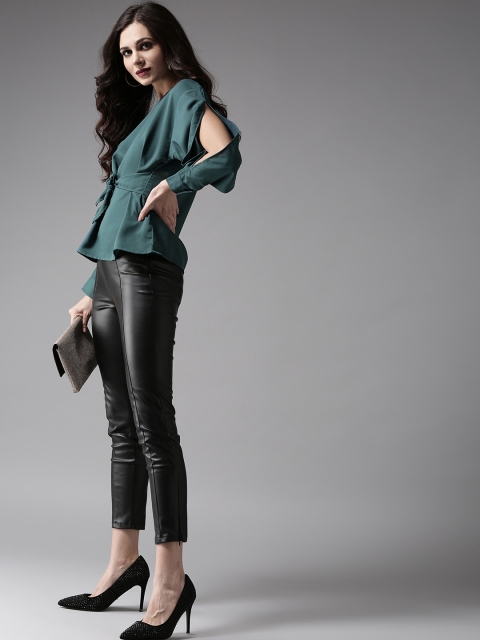 

Moda Rapido Women Green Solid A-Line Top