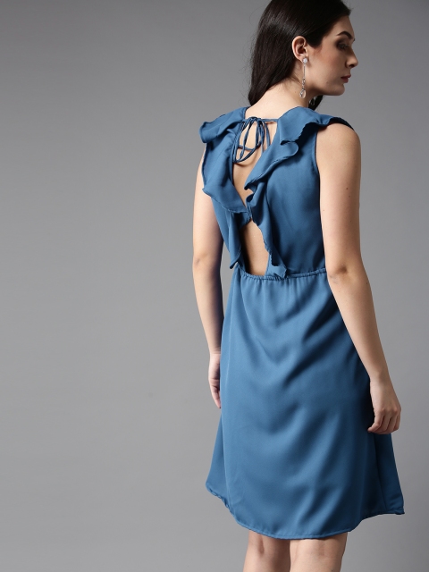 

Moda Rapido Women Blue Solid A-Line Dress