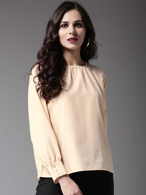 

Moda Rapido Women Peach-Coloured Solid Sheen A-Line Top