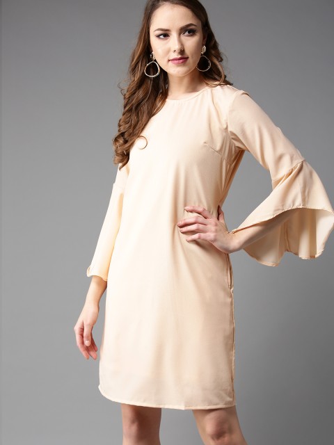 

Moda Rapido Women Peach-Coloured Solid A-Line Dress