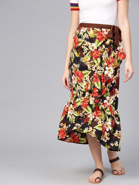 

aasi Women Multicoloured Floral Print A-Line Skirt, Multi