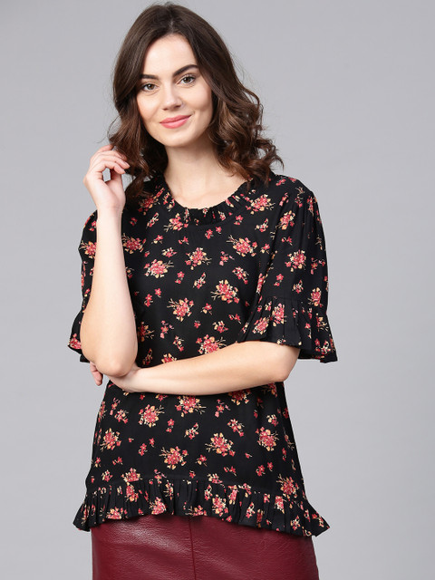 

aasi Women Black Printed Top