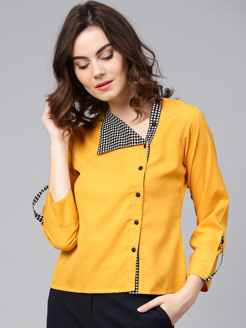 

aasi Women Mustard Yellow Solid Top