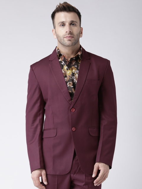 

Hangup Men Maroon Solid Single-Breasted Casual Blazer