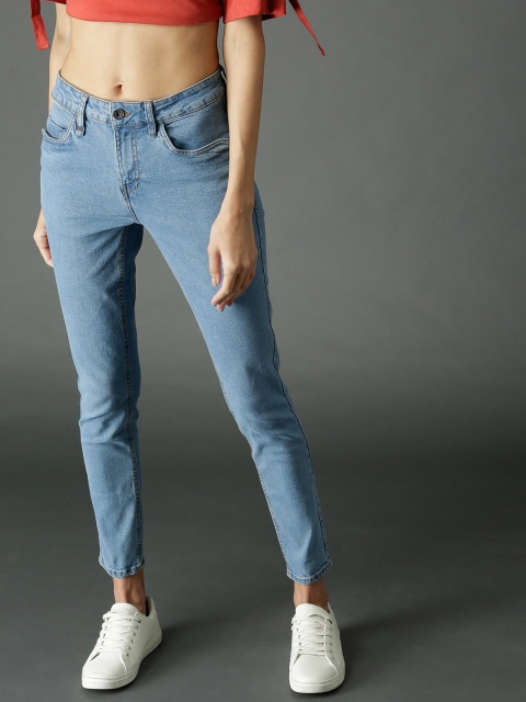 

Roadster Women Blue Skinny Fit Mid-Rise Clean Look Stretchable Cropped Jeans