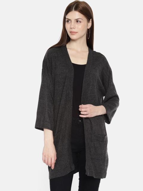 

ONLY Women Grey Melange Solid Front-Open Sweater Sweater