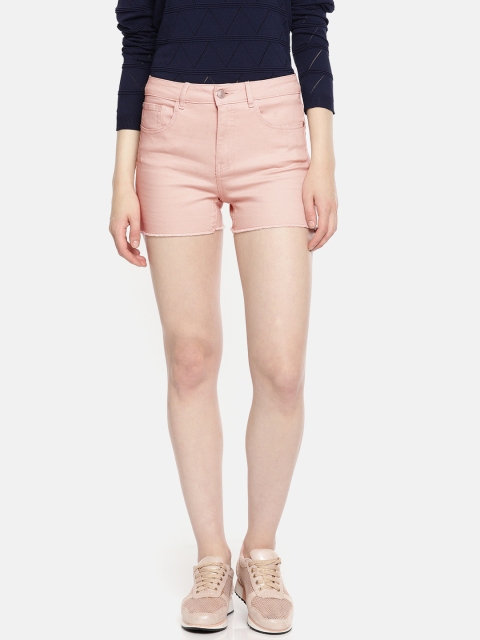 

ONLY Women Pink Solid Regular Fit Denim Shorts