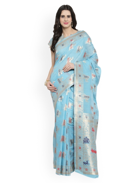 

Shaily Blue Pure Silk Woven Design Banarasi Saree