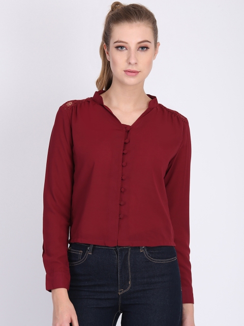 

Heather Hues Women Maroon Regular Fit Solid Casual Shirt