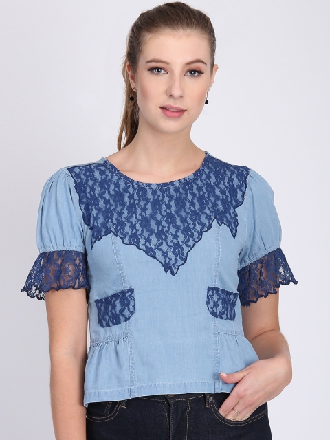 

Heather Hues Women Blue Solid Denim Top
