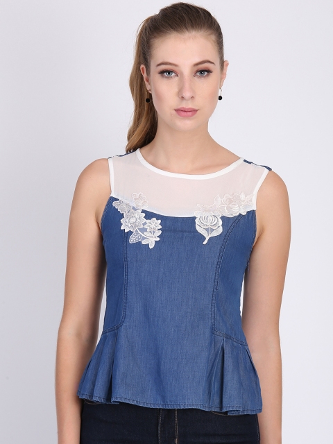

Heather Hues Women Blue Solid Denim Top