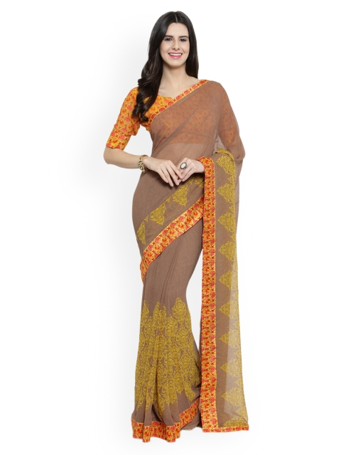 

Shaily Yellow Printed Pure Georgette Saree
