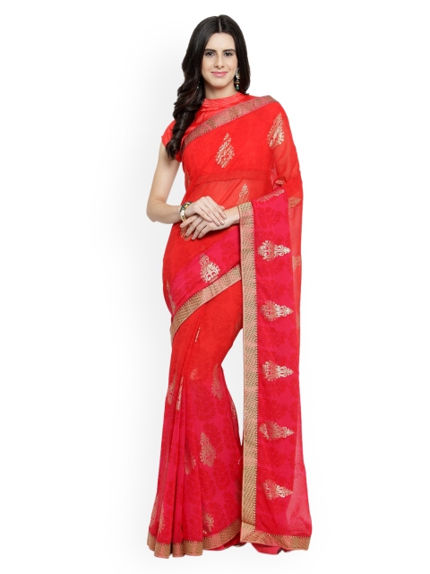 

Shaily Red Printed Pure Georgette Saree