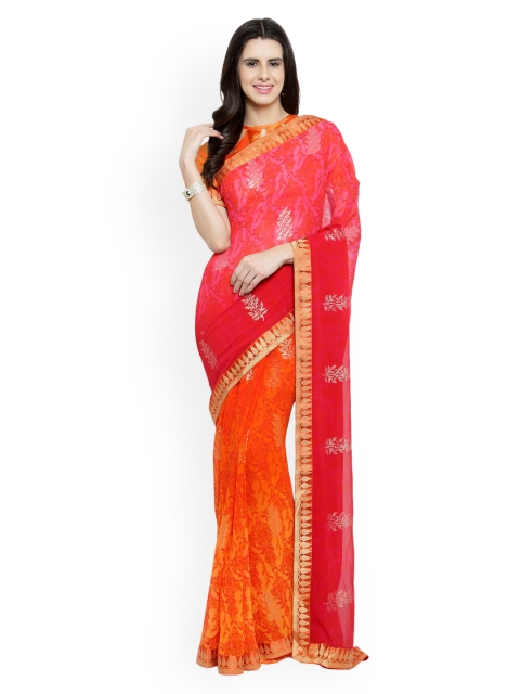 

Shaily Pink Printed Pure Georgette Saree