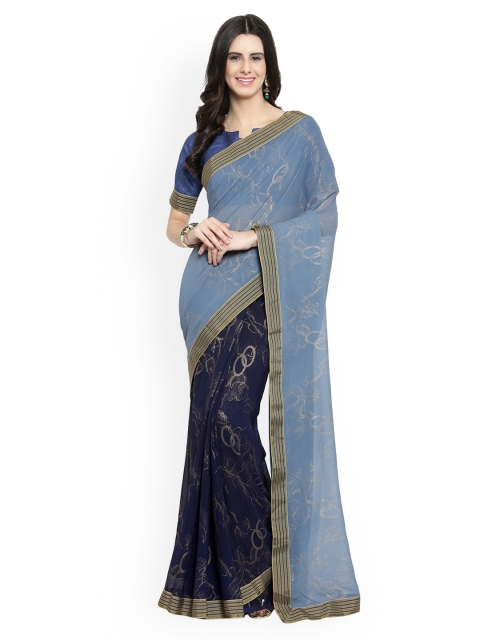 

Shaily Blue Printed Pure Georgette Saree