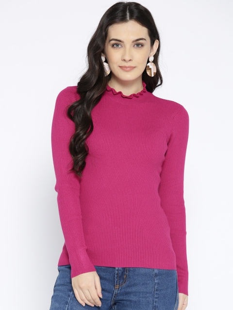 

ONLY Women Fuchsia Ribbed Pullover