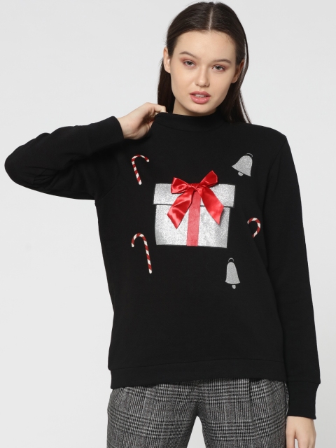 

ONLY Women Black & Silver Printed Sweatshirt