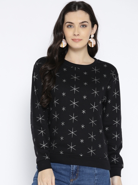 

ONLY Women Black & Silver Printed Sweatshirt