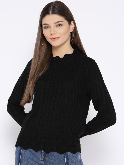 

ONLY Women Black Self-Striped Pullover