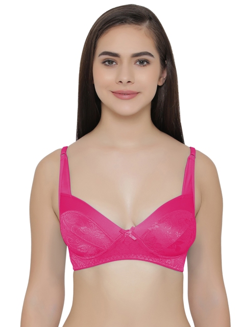 

Clovia Pink Solid Non-Wired Non Padded Balconette Bra BR0816Z1440C