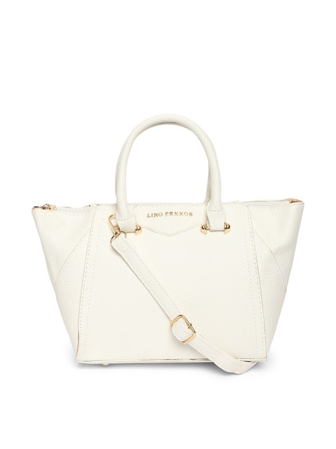 

Lino Perros White Solid Handheld Bag with Detachable Sling Strap
