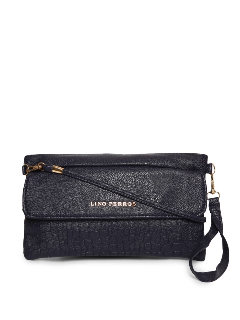 

Lino Perros Navy Croc Textured Purse, Navy blue