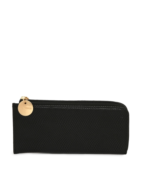 

Lino Perros Women Black Snakeskin Textured Zip Around Wallet