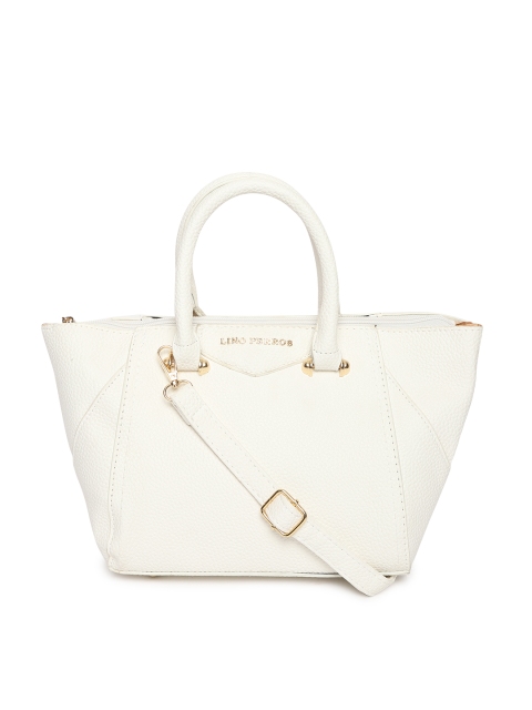 

Lino Perros White Solid Handheld Bag with Detachable Sling Strap