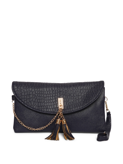 

Lino Perros Navy Blue Croc Textured Clutch