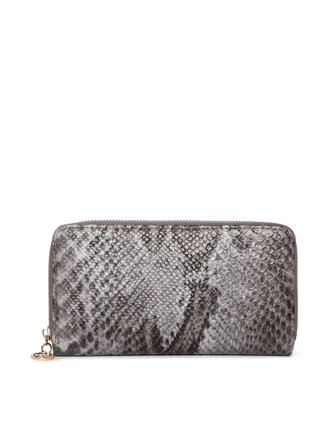 

Lino Perros Women Grey Snakeskin Textured Zip Around Wallet