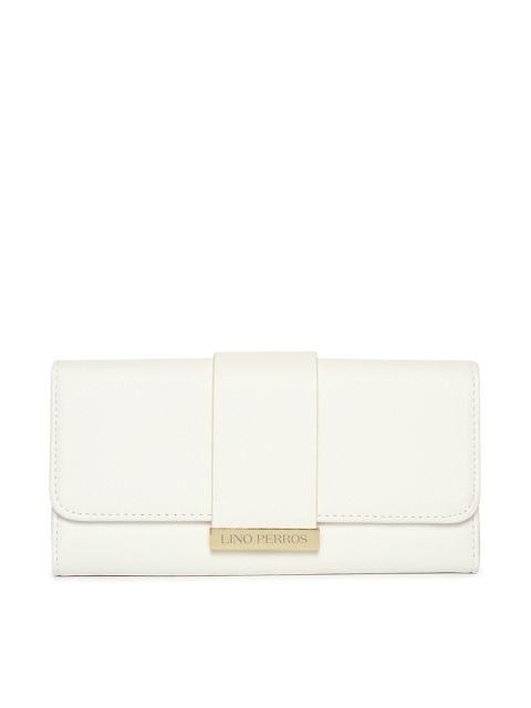

Lino Perros Women White Solid Three Fold Wallet