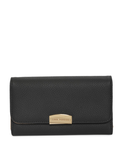 

Lino Perros Women Black Solid Three Fold Wallet