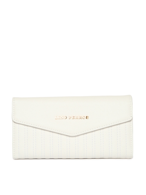 

Lino Perros Women White Self-Striped Three Fold Wallet