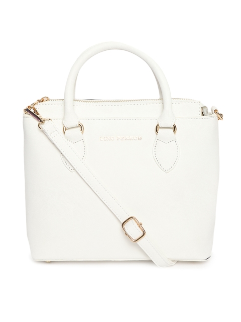 

Lino Perros White Solid Handheld Bag with Detachable Sling Strap