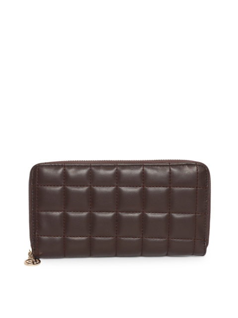 

Lino Perros Women Coffee Brown Quilted Zip Around Wallet