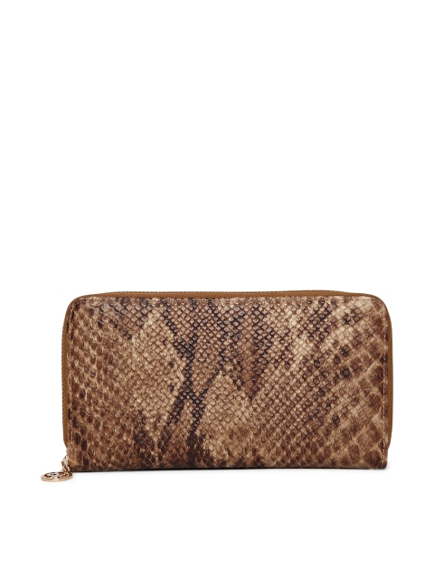 

Lino Perros Women Brown & Beige Snakeskin Texture Zip Around Wallet
