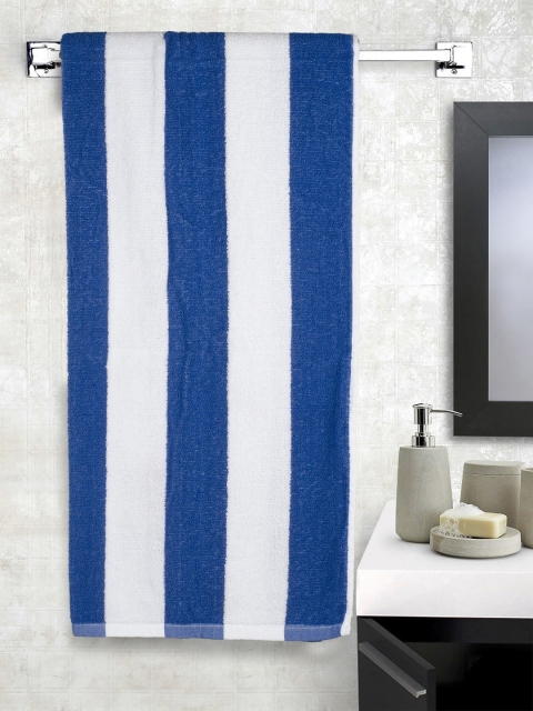

Turkish Bath Unisex Navy Blue & White Striped Cotton Bath Towel