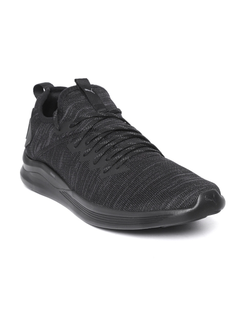 

Puma Men Black & Charcoal Grey IGNITE Flash EvoKNIT Woven Design Running Shoes