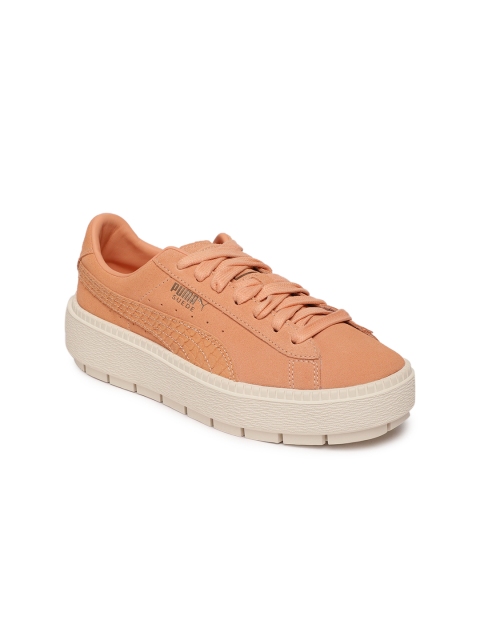 

Puma Women Brown Suede Platform Trace Sneakers