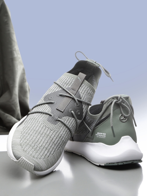 

Puma Unisex Olive Green & Grey MAPM Evo Cat II Sock Lace Lewis Hamilton Sneakers