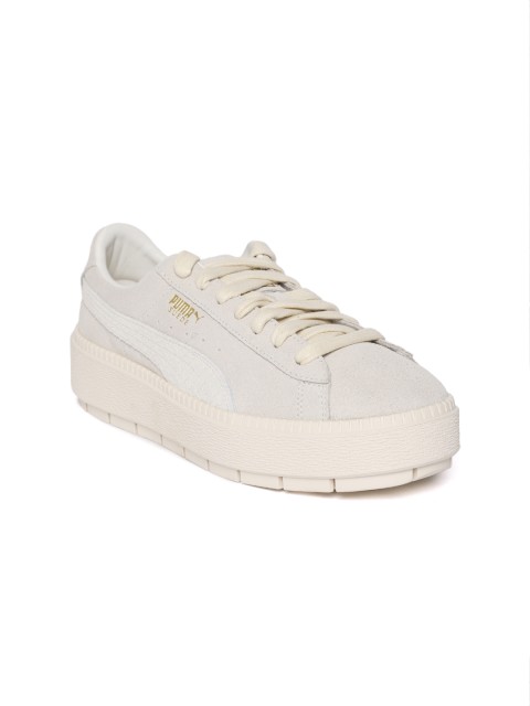 

Puma Women Beige Suede Trace Animal Flatform Sneakers